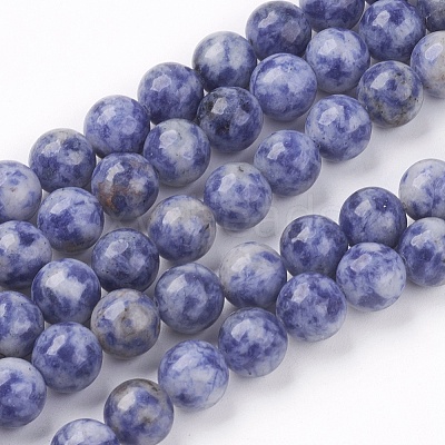 Natural Blue Spot Jasper Bead Strands X-G-R193-15-8mm-1