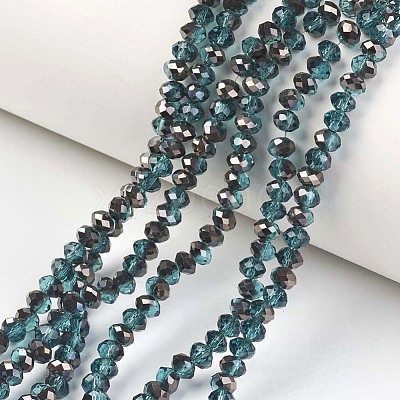 Electroplate Transparent Glass Beads Strands EGLA-A034-T6mm-P02-1