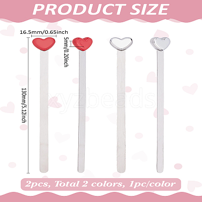 2Pcs 2 Colors 201 Stainless Steel Bookmarks AJEW-LP0004-86-1