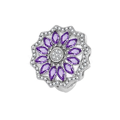 Flower Brass Micro Pave Cubic Zirconia Jewelry Set FS-WG0AAA8-01-1