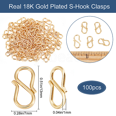100Pcs 304 Stainless Steel S-Hook Clasps STAS-BBC0003-04-1