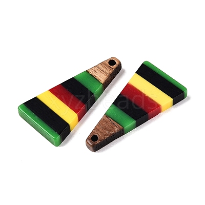Jamaican Colour Epoxy Resin & Walnut Wood Pendants RESI-N039-122L-1