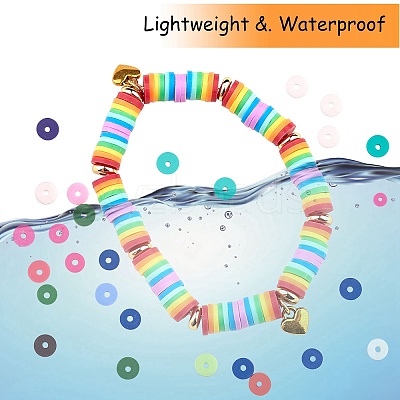 10 Strands 5 Colors Flat Round Handmade Polymer Clay Beads CLAY-SZ0002-01-1