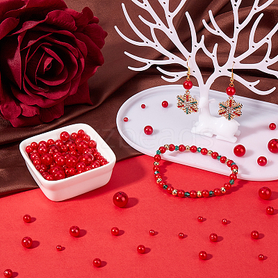 1830Pcs 5 Styles ABS Plastic Imitation Pearl Beads OACR-SP0001-01B-1