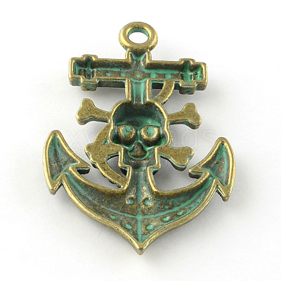 Anchor with Skull Zinc Alloy Big Pendants PALLOY-R065-155-LF-1