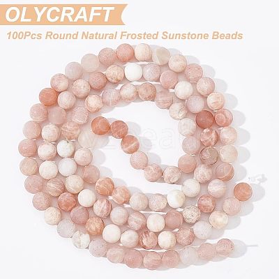 100Pcs Round Natural Sunstone Beads G-OC0001-37-1