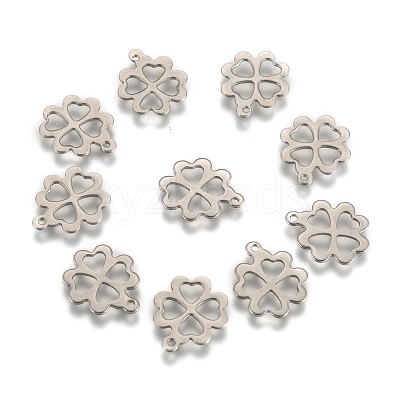 Tarnish Resistant 304 Stainless Steel Four Leaf Clover Charms Pendants STAS-M004-01-1
