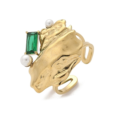 304 Stainless Steel Cuff Rings for Women RJEW-D302-03G-10-1