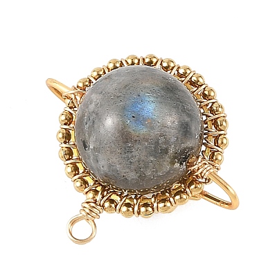 Natural Labradorite Copper Wire Wrapped Pendants PALLOY-TA00426-04-1
