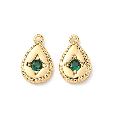 Brass Micro Pave Cubic Zirconia Charms KK-D504-20B-G-1