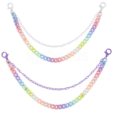2Pcs 2 Colors Resin Double Layer Chain Belts for Pants AJEW-GF0011-20A-1