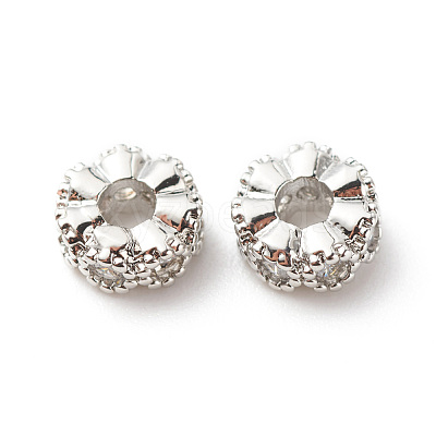 Brass Clear Cubic Zirconia Spacer Beads KK-G420-22P-1