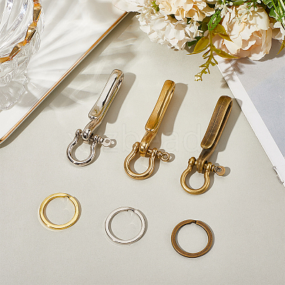 9Pcs 9 Styles Alloy & Brass D-Ring Anchor Shackle Clasps KK-SC0006-36-1