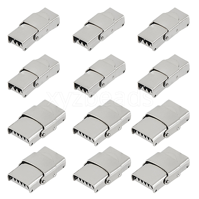 12Pcs 2 Styles Rectangle 201 Stainless Steel Watch Band Clasps STAS-DC0016-42-1