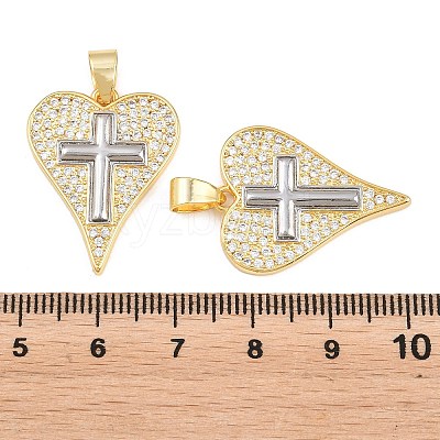 Brass Micro Pave Clear Cubic Zirconia Pendants KK-L275-71C-G-1