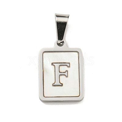 304 Stainless Steel Pave Natural White Shell Pendants STAS-S130-03P-F-1