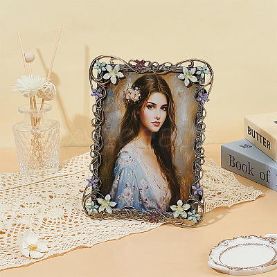 Rectangle Zinc Alloy Enamel Photo Frame Stand AJEW-WH0794-88-1