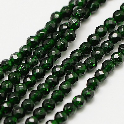 Synthetic Green Goldstone Beads Strands G-A129-3mm-G01-1