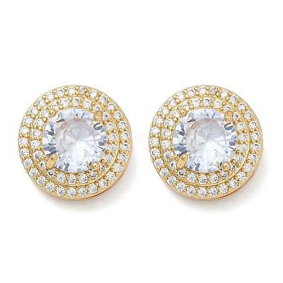 Brass Micro Pave Clear Cubic Zirconia Clip-on Earrings X-EJEW-H154-11B-G-1