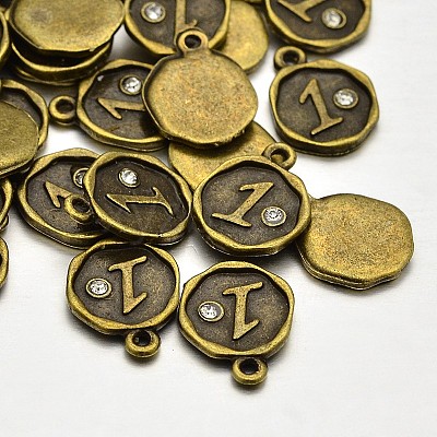 Antique Bronze Plated Alloy Rhinestone Charms ALRI-J153-01-NF-1