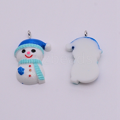 Opaque Resin Pendants with Platinum Tone Iron Accessories RESI-WH0014-20-1