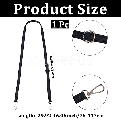 1Pc Black PU Imitation Leather Adjustable Bag Straps AJEW-CL0002-19P-1