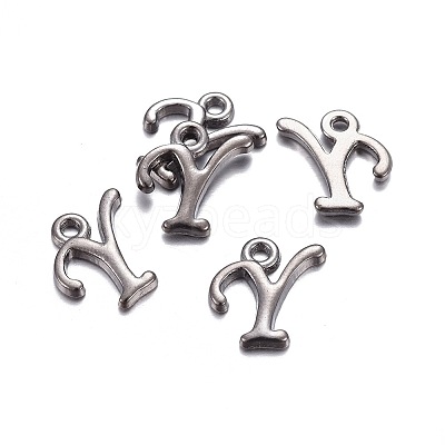 Gunmetal Plated Alloy Letter Pendants PALLOY-P097-03-Y-1
