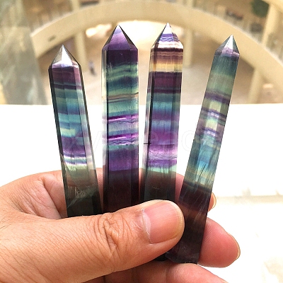 Natural Colorful Fluorite Pointed Prism Bar Home Display Decoration G-PW0007-098C-1