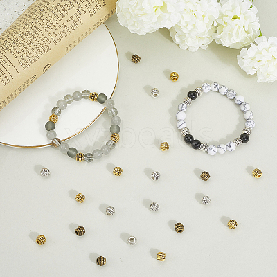 150Pcs 3 Colors Tibetan Silver Beads TIBEB-PA0001-01-1