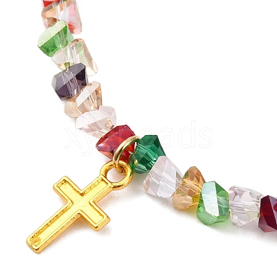 3Pcs 3 Colors Alloy Cross Charm Bracelets BJEW-JB12323-1