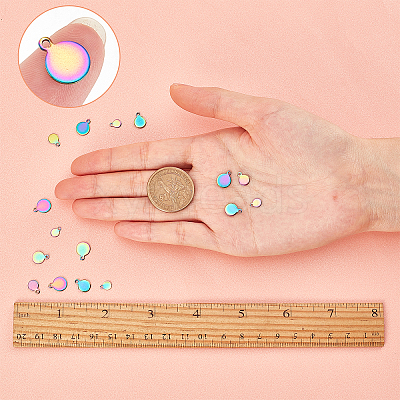 40Pcs 4 Size PVD Vacuum Plating 304 Stainless Steel Charms STAS-SC0002-32MC-1