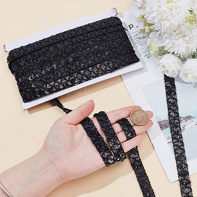 Sparkle Polyester Wavy Lace Trim Ribbon OCOR-WH0082-563E-1