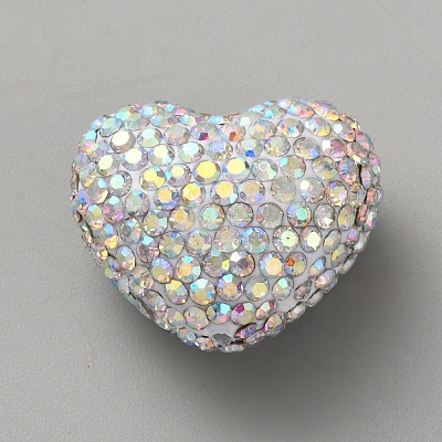 Heart Handmade Polymer Clay Rhinestone Beads FIND-WH0431-53B-1