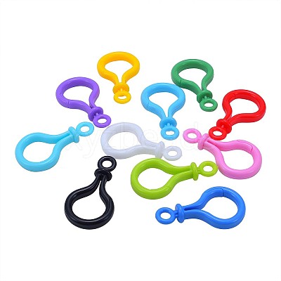 120Pcs 12 Colors Opaque Solid Color Bulb Shaped Plastic Push Gate Snap Keychain Clasp Findings KY-CJ0001-25-1