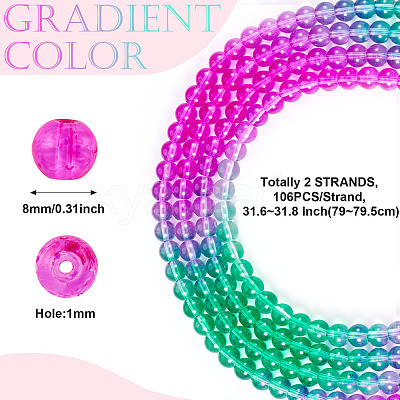 2 Strands Baking Paint Transparent Glass Beads DGLA-TA0001-20C-1
