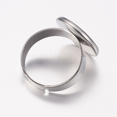 Tarnish Resistant Adjustable 304 Stainless Steel Finger Rings Components STAS-F149-18P-D-1