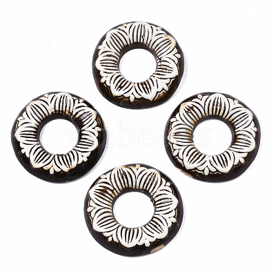 Vintage Floral Donut Porcelain Big Pendants PORC-T006-28-1