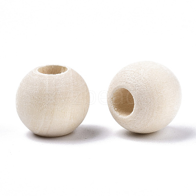 Natural Unfinished Wood Beads WOOD-Q038-10mm-1