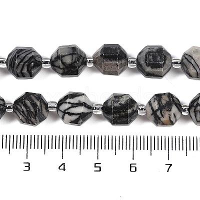 Natural Black Netstone Beads Strands G-O201B-143G-1