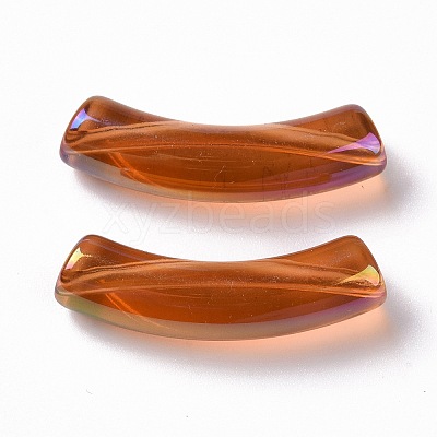 UV Plating Transparent Rainbow Iridescent Acrylic Beads X-OACR-A016-01-1