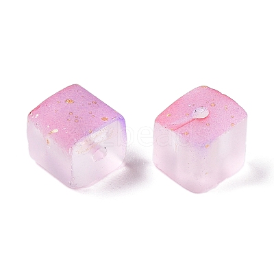 Frosted Glass Beads with Golden Glitter Powder LS-DGLA-NH001-8mm-01J-1