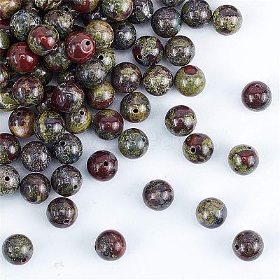 Natural Dragon Blood Jasper Bead Strands G-OC0001-18-1