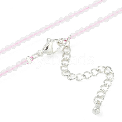 Natural Rose Quartz Beaded Necklaces NJEW-K114-A-A01-1