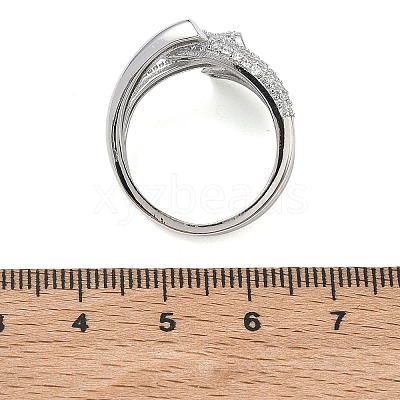 Brass Micro Pave Cubic Zirconia Cuff Open Rings for Women RJEW-L343-12P-01-1