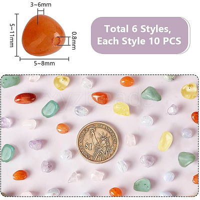 60Pcs 6 Styles Natural Mixed Gemstone Beads Strands G-PH0002-47-1