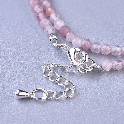 Natural Rose Quartz Beaded Necklaces NJEW-K114-B-A01-1