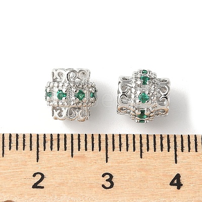 Brass Micro Pave Cubic Zirconia European Beads KK-U067-08P-02-1