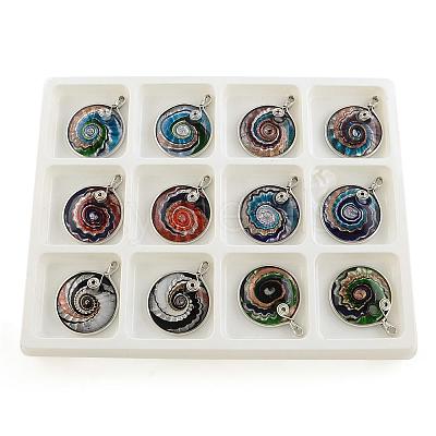 Handmade Silver Foil Lampwork Pendants FOIL-S135-01-B-1