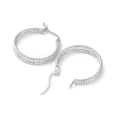 Rhodium Plated 925 Sterling Silver Hoop Earrings X-EJEW-K258-14P-1