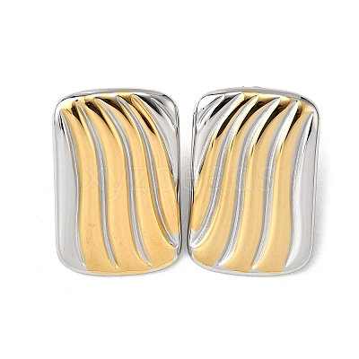 Rectangle 304 Stainless Steel Two Tone Stud Earrings EJEW-D308-10B-PG-1